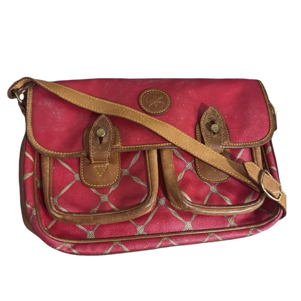 Vintage 1996 Hunting World Red Leather Messenger Bag